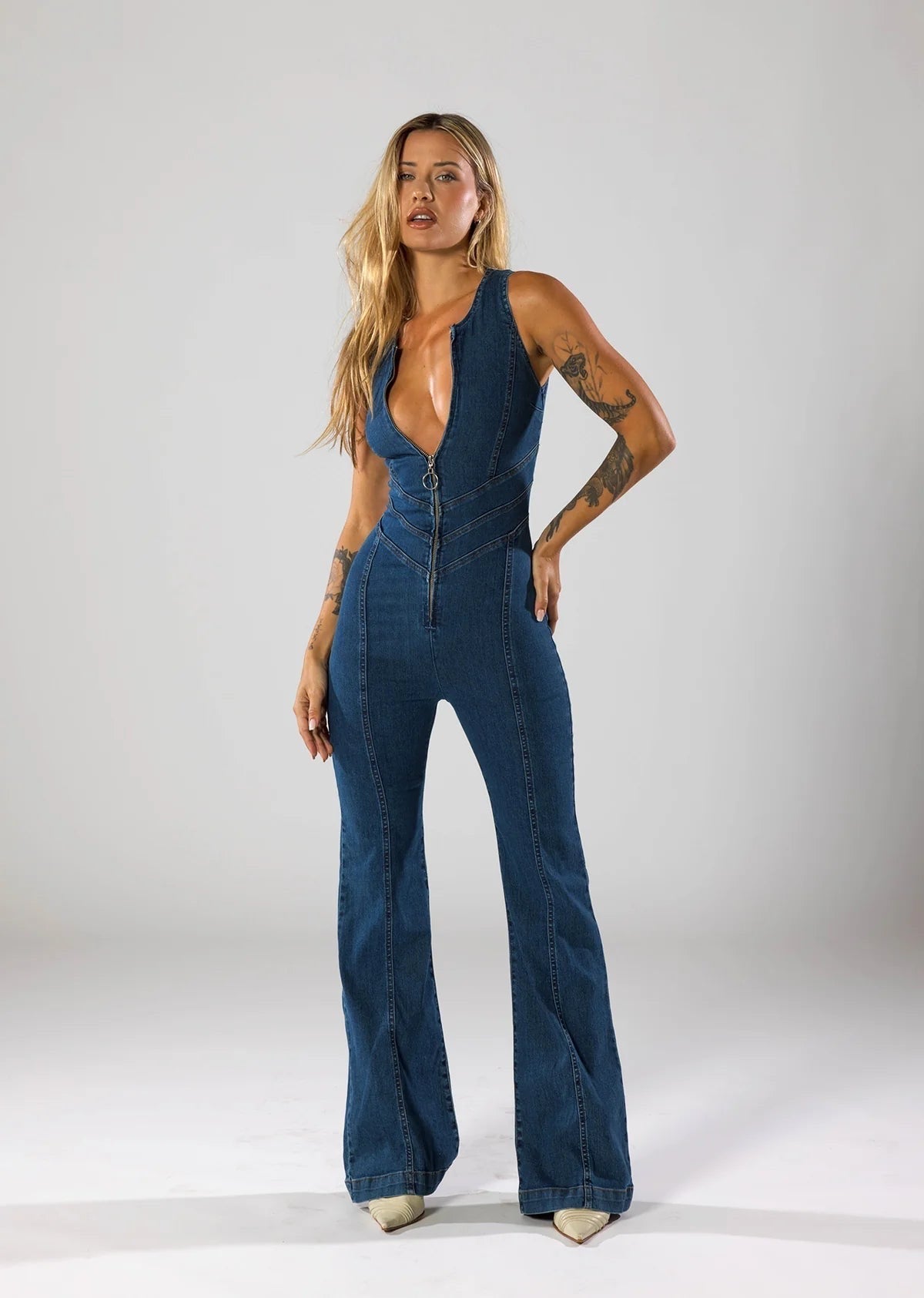 Ella™ | Jeansoverall med hjärtdetalj