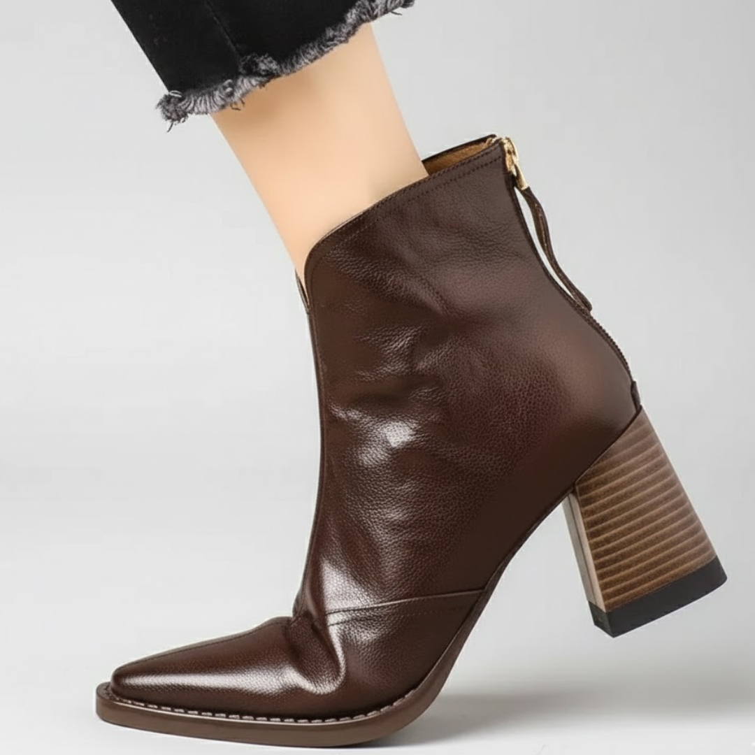 Ylva™ | Lyxiga Ankelboots med Mellanhög Klack